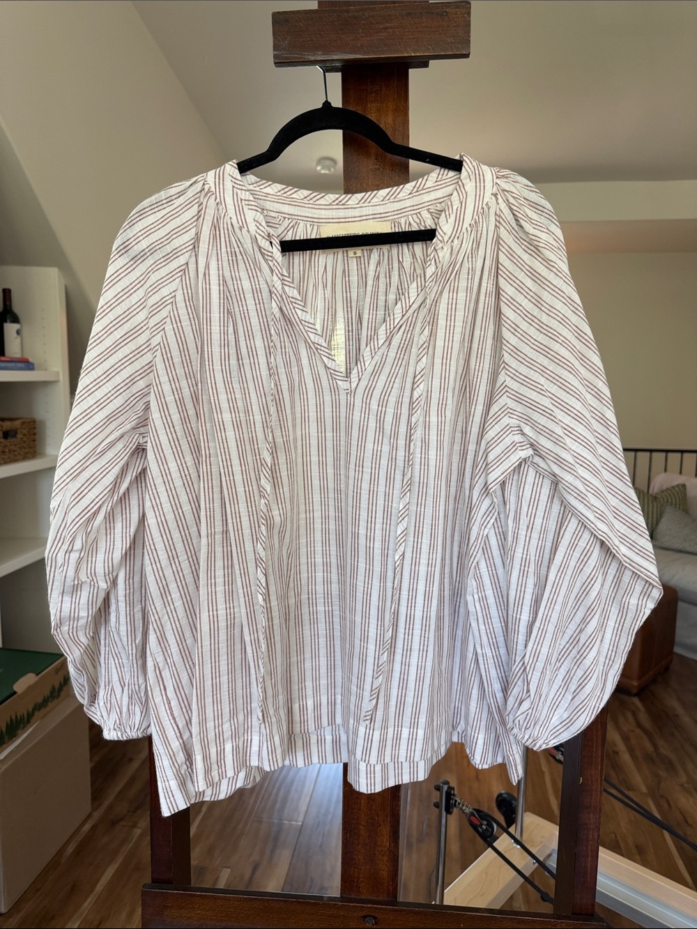 Daughters of India White Tunic with Brown Stripes